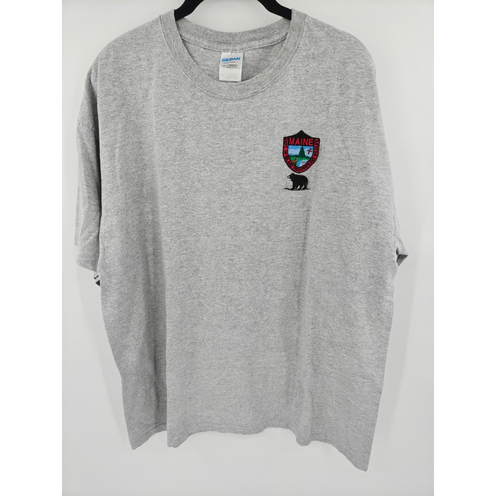 Gildan Maine Dept of Inland Fisheries and Wildlife Embroidered T-Shirt XL Gray